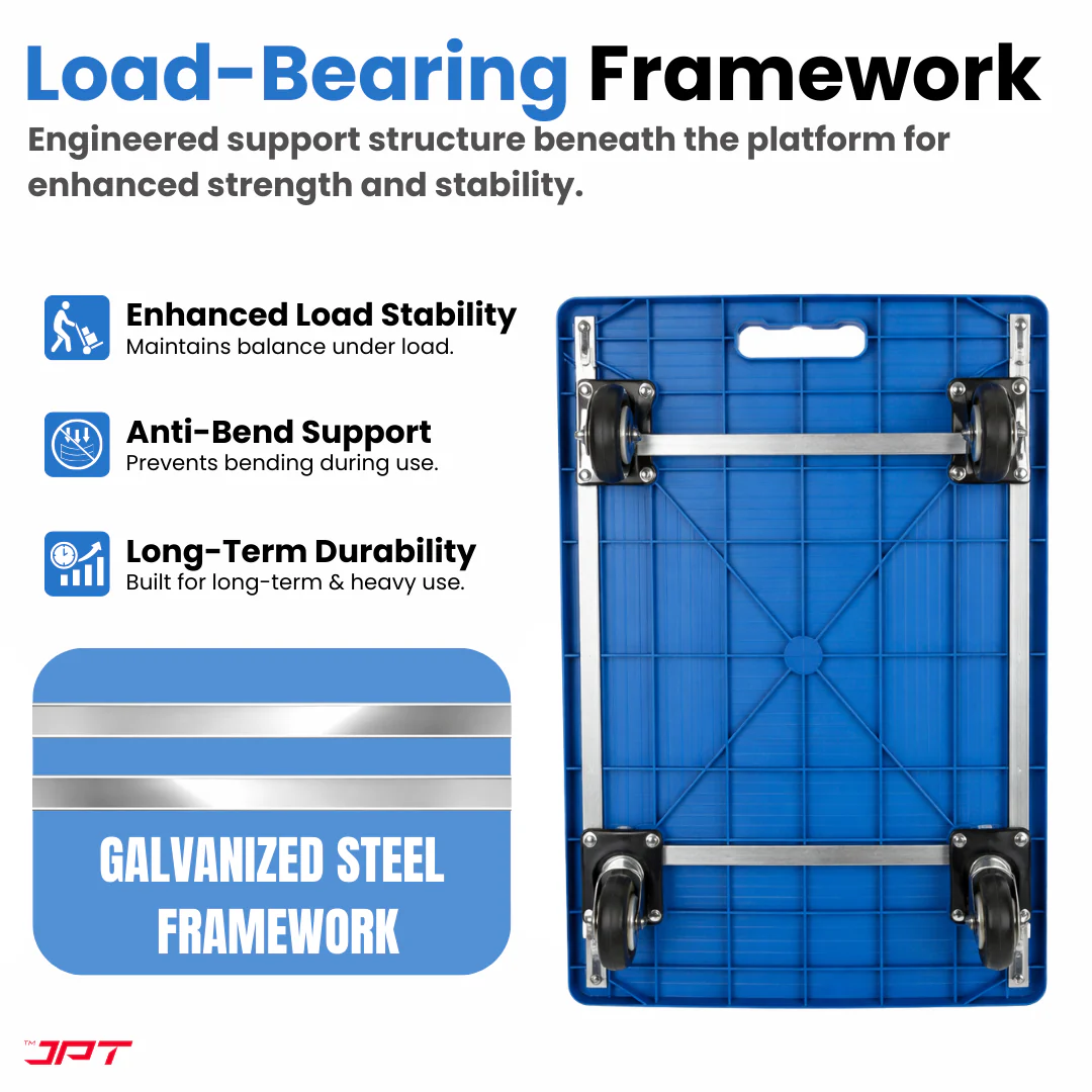 JPT 500KG Capacity Heavy Duty Foldable Platform Trolley with 360° Swivel Wheels – Industrial Hand Trolley for Warehouse, Shop & Home Use - Image 5