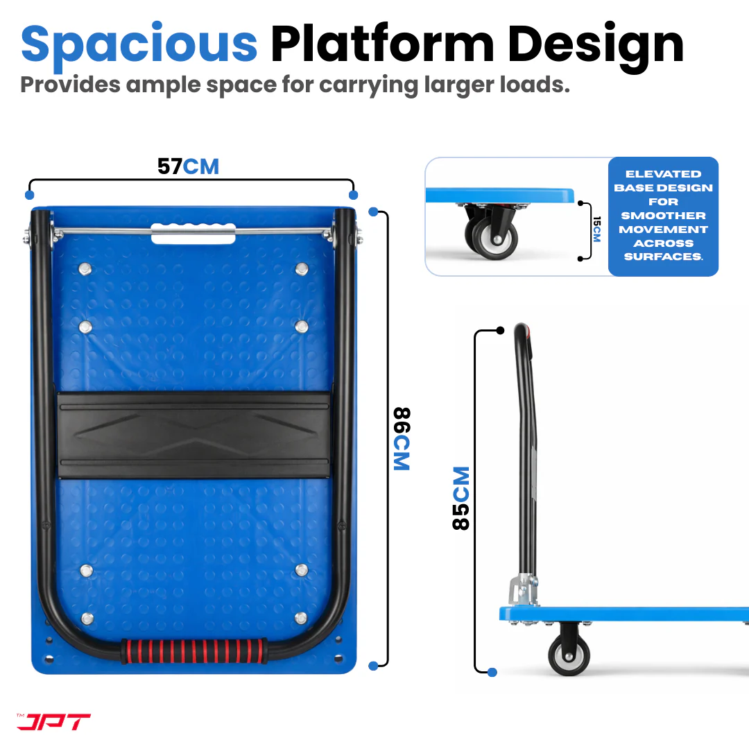 JPT 500KG Capacity Heavy Duty Foldable Platform Trolley with 360° Swivel Wheels – Industrial Hand Trolley for Warehouse, Shop & Home Use - Image 6