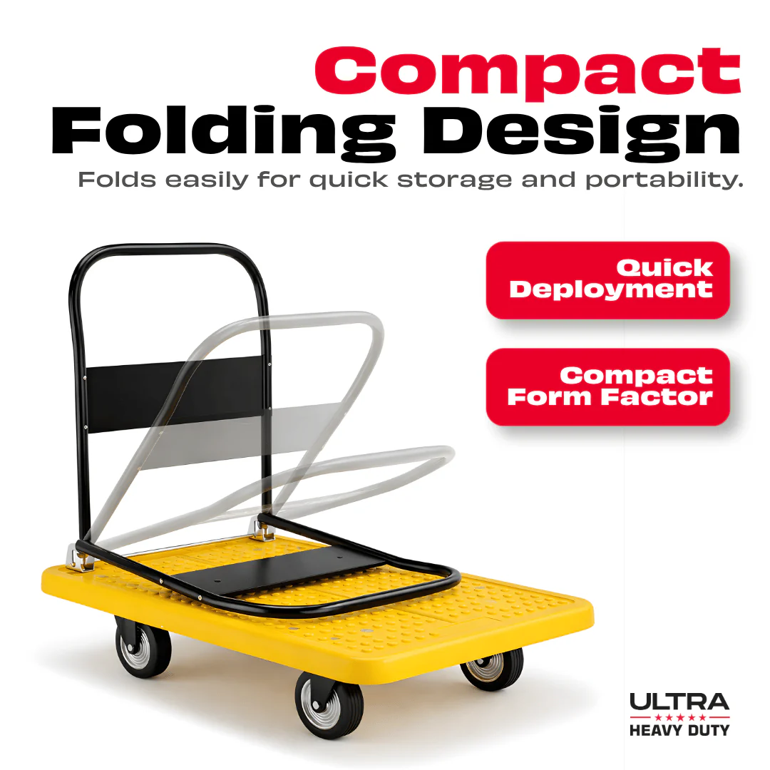JPT Hand Truck Folding Trolley | 600kg Load Capacity with 5" Wheels, 90x60 cm Platform | Full Metal Pipe Frame for Extra Strength | Heavy Duty Material Handling Cart | Ultra Heavy Duty - Image 3