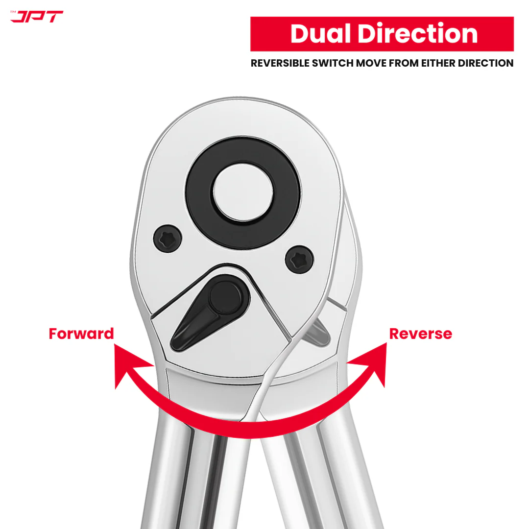 JPT Heavy-Duty 3/4" Ratchet Wrench | 24 Tooth Reversible Ratchet | Cr-V Steel Made | Ergonomic Handle | Quick Release Ratchet Wrench for Industries Maintenance, Auto Repair, Motorcycles, and Electric Vehicles - Image 2