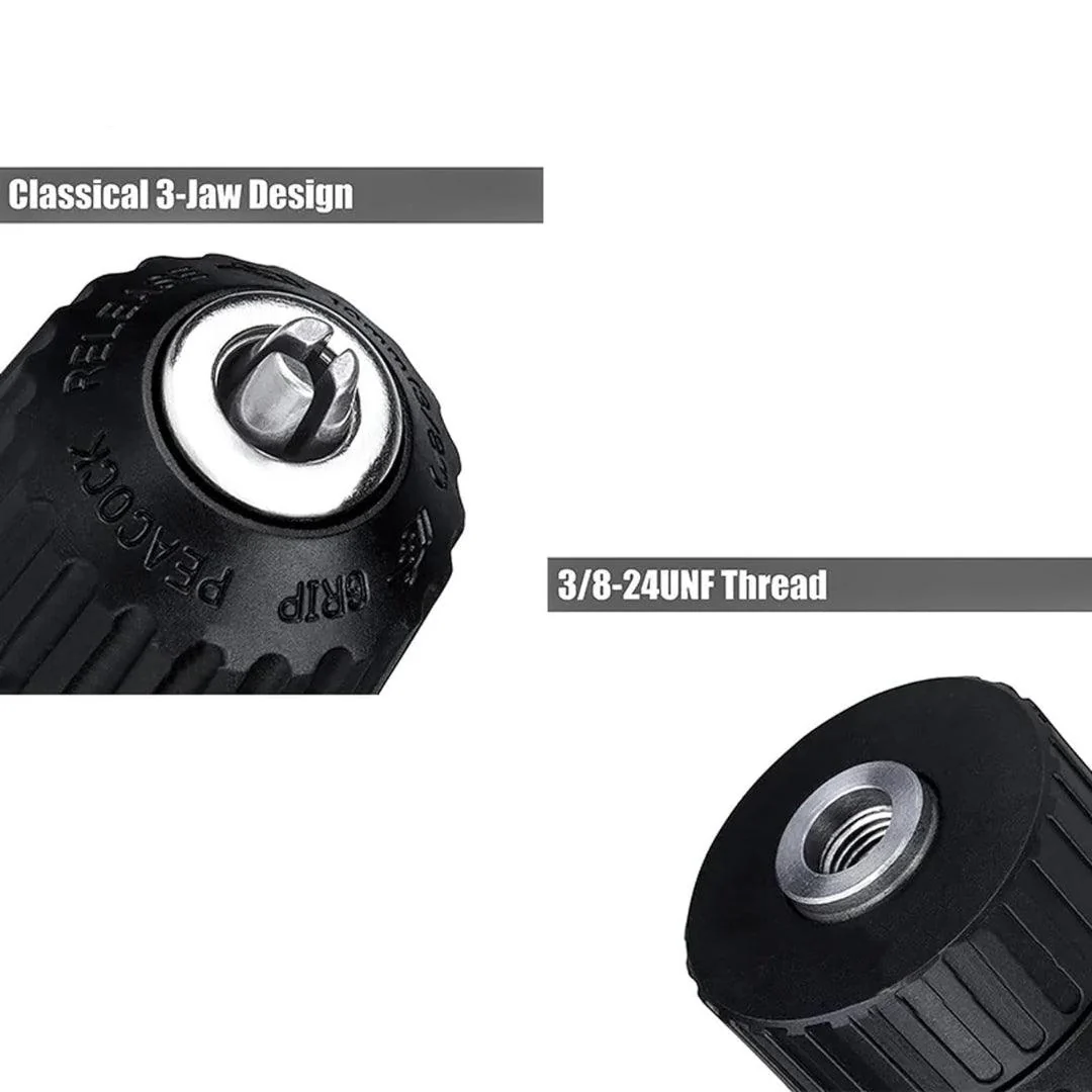 JPT Heavy Duty 10MM Clamping Capacity Keyless Drill Chuck | 3/8-24UNF Mount for Forward and Reverse Cordless & Electric Drill Machine - Image 7