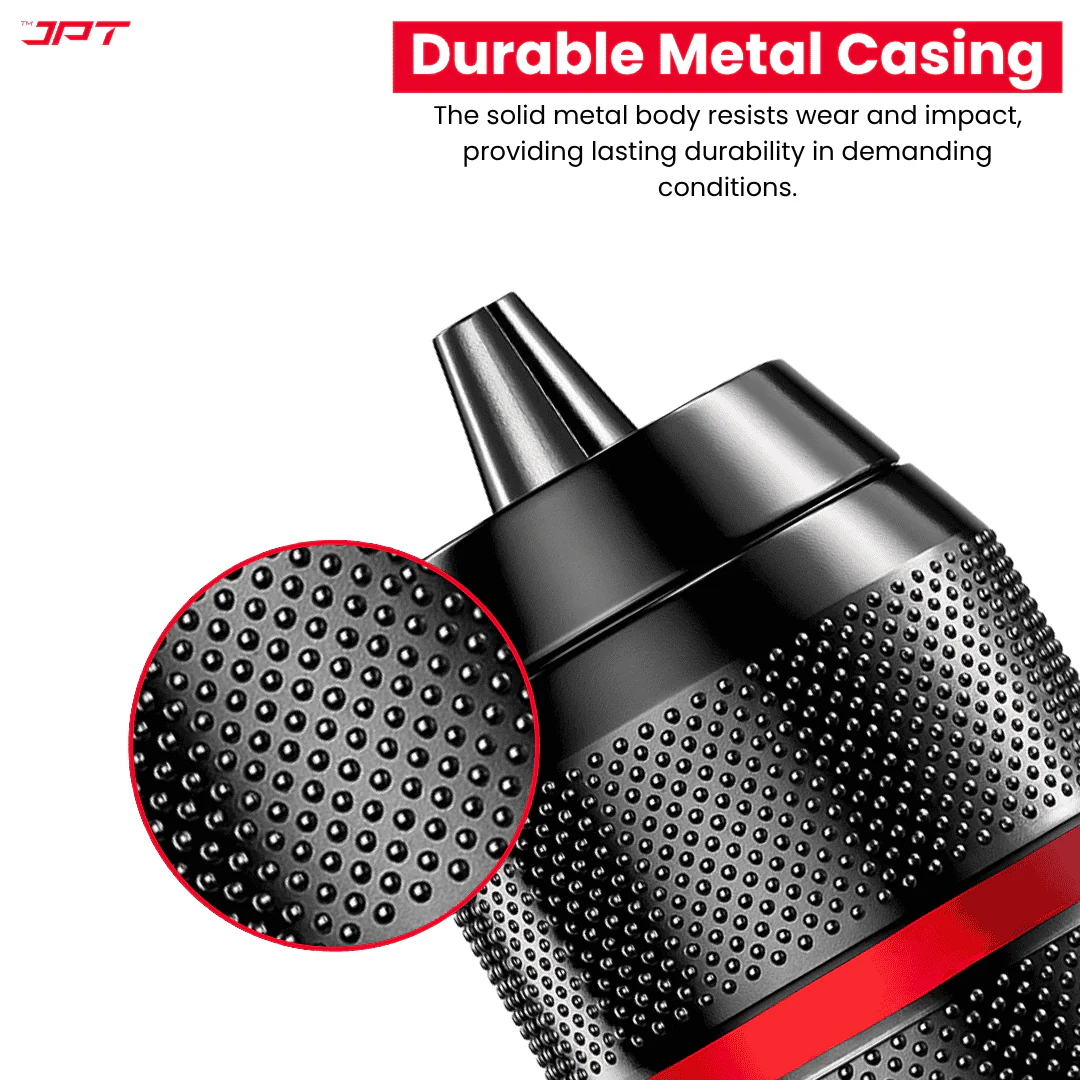 JPT Heavy-Duty 10MM Metal Keyless Drill Chuck | 3/8‑24UNF Mount | Gear Shaped 3 Jaws | Durable Metal Casing | Self-Locking Chuck | Use in Wood, Metal, and DIY Tasks - Image 7