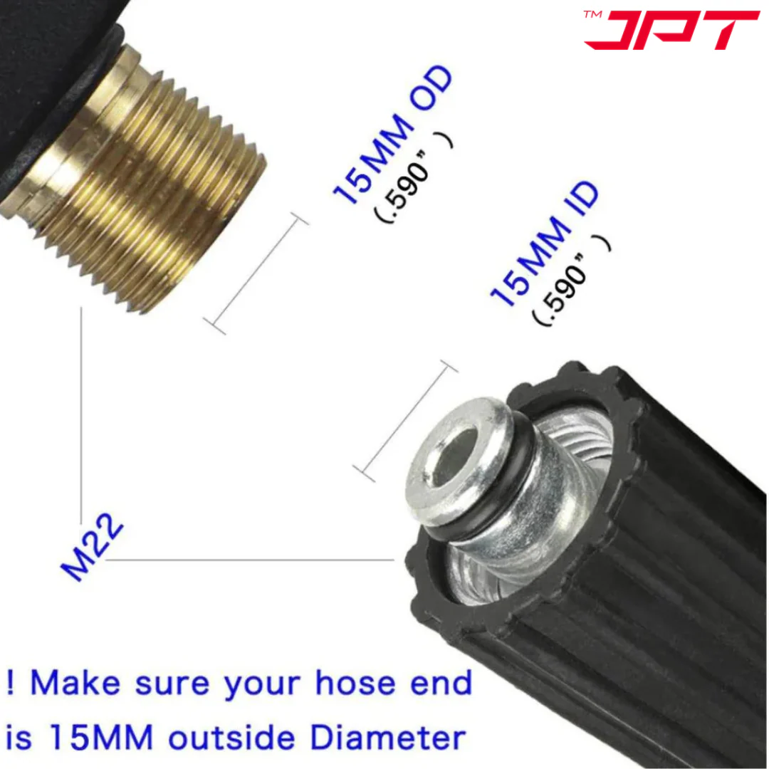 JPT Heavy Duty 15-Metre Pressure Washer Hose Pipe | American Standard M22 Thread With O-Ring Seals | 1/4-Inch Quick Connect | Stand Upto 4300 PSI Pressure | Compatible With Many Pressure Washer Brand - Image 5