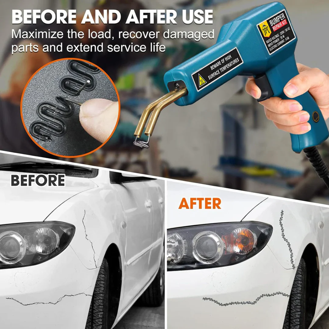 JPT Heavy Duty 70-watt Car Bumper Repair Kit | 0.5A Electric Current | 4-Types 400-Piece Hot Stapler | Plastic Repair DIY Tools - Image 4