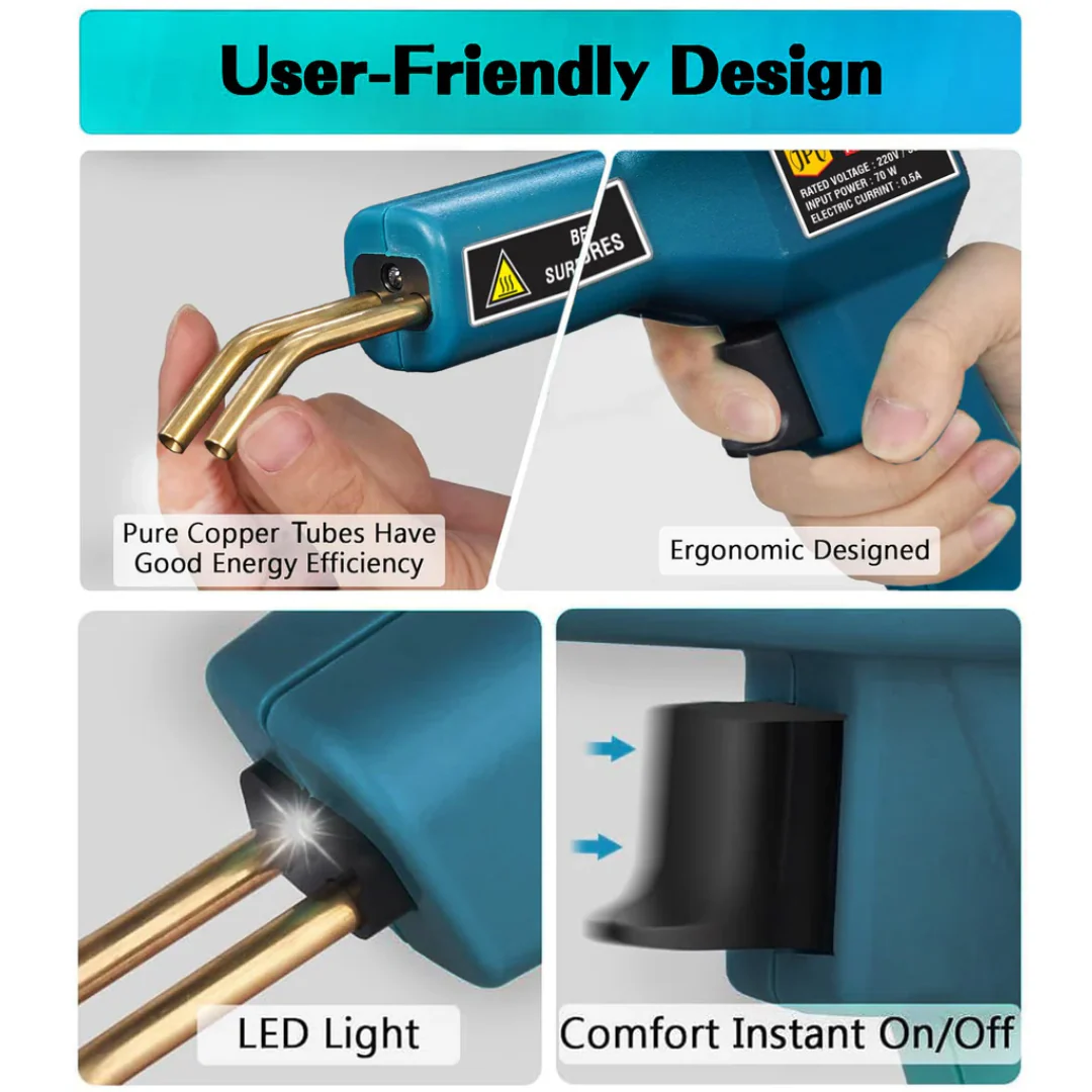 JPT Heavy Duty 70-watt Car Bumper Repair Kit | 0.5A Electric Current | 4-Types 400-Piece Hot Stapler | Plastic Repair DIY Tools - Image 6