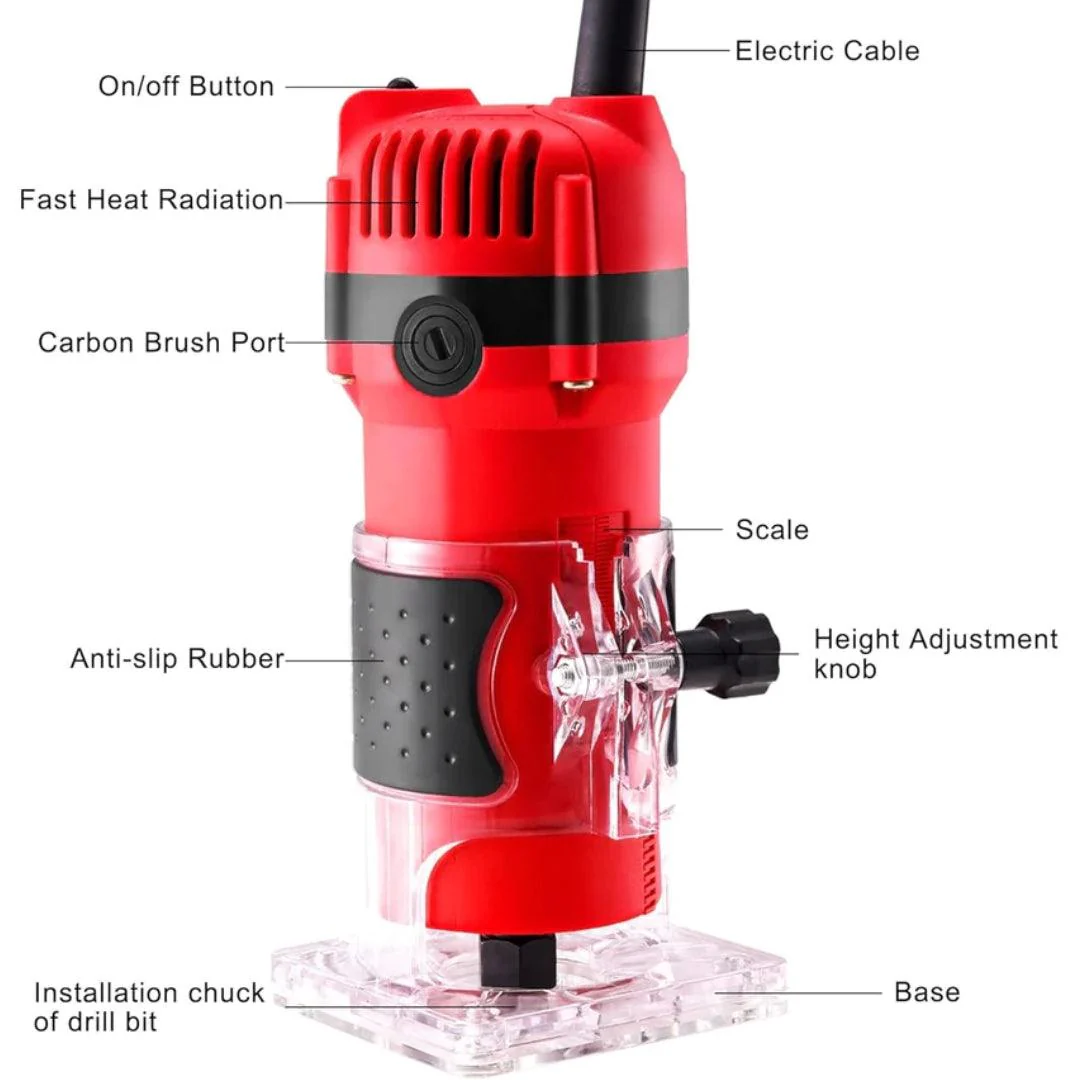 JPT Professional Compact Wood Router Machine | 700W Power | 30,000 RPM Speed | 60hz Frequency | 6.35mm Milling Cutter - Image 7