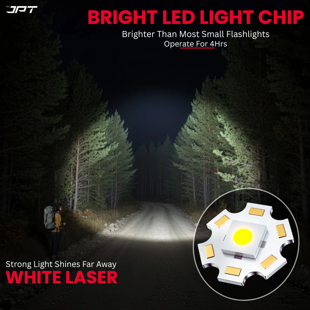 JPT Heavy-Duty K16 Rechargable Portable Super LED Flashlight/Search Light | Full Aluminium Body | 3 Lightning Modes | Telescopic Zoom | 4800mAh Li-ion 4Hrs Backup | for Trekking, Camping, Emergency - Image 6