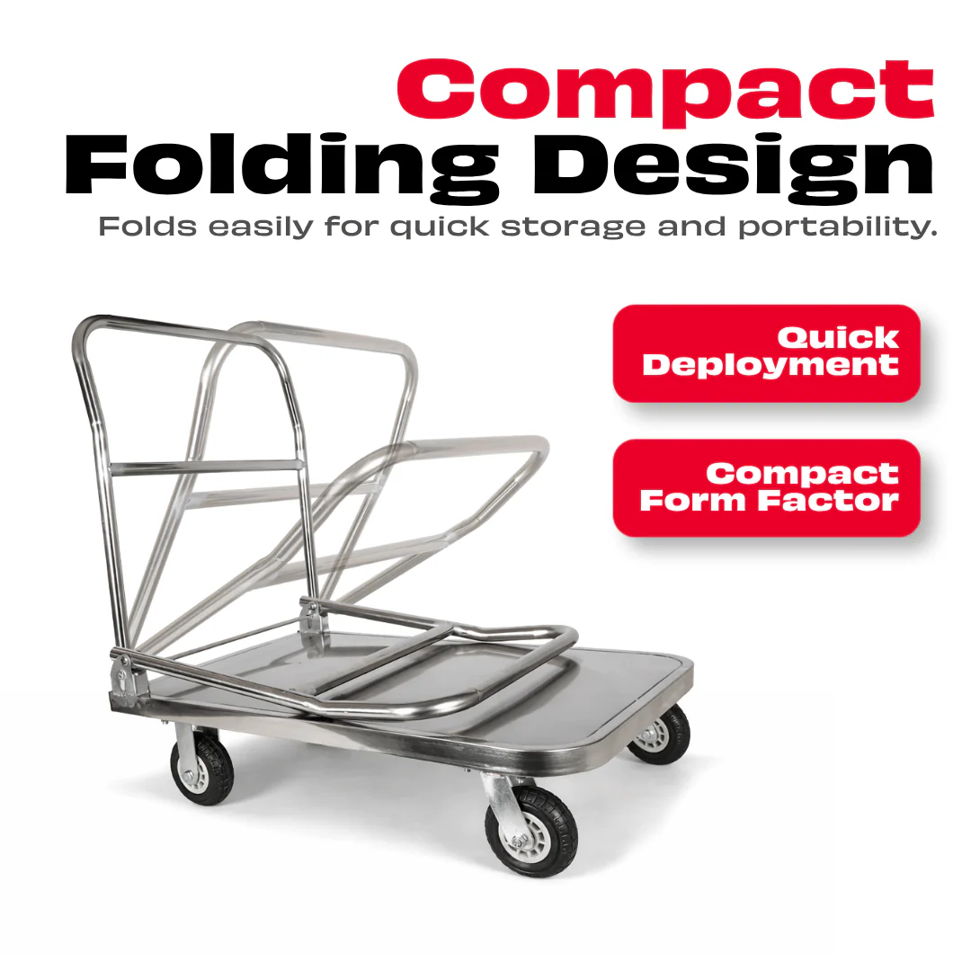 JPT Heavy Duty Steel Metal Platform Trolley | 800kg Capacity with Reinforced Pipe Frame | 90x60 cm Platform | 6” Rubber Wheels | Industrial Warehouse Cart - Image 6