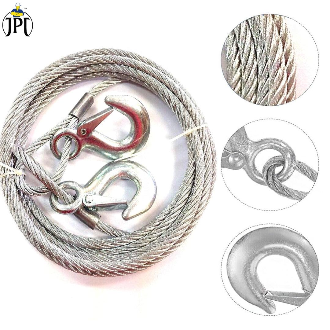JPT Heavy Duty Steel Winch Cable, 3/8 x 13ft Wire Rope with Hook, 11,023 lb Breaking Strength - Ideal for Tow Trucks, Rollbacks, Cranes, and Wreckers (Silver) - Image 4