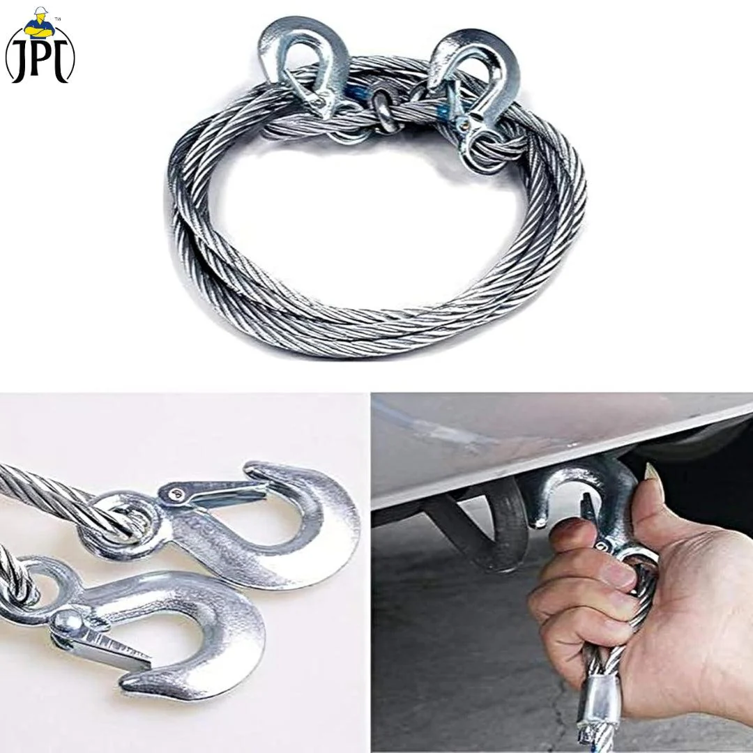 JPT Heavy Duty Steel Winch Cable, 3/8 x 13ft Wire Rope with Hook, 11,023 lb Breaking Strength - Ideal for Tow Trucks, Rollbacks, Cranes, and Wreckers (Silver) - Image 5
