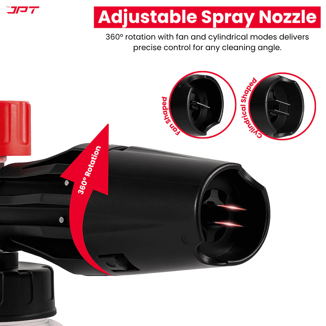 JPT Heavy-Duty Pro Foam Cannon | Solid Brass Head | 70 Bar Power & 4000 PSI Pressure | 1.1 mm Orifice | 1-Litre Transparent Bottle | Adjustable Spray Nozzle & Knob - Image 2