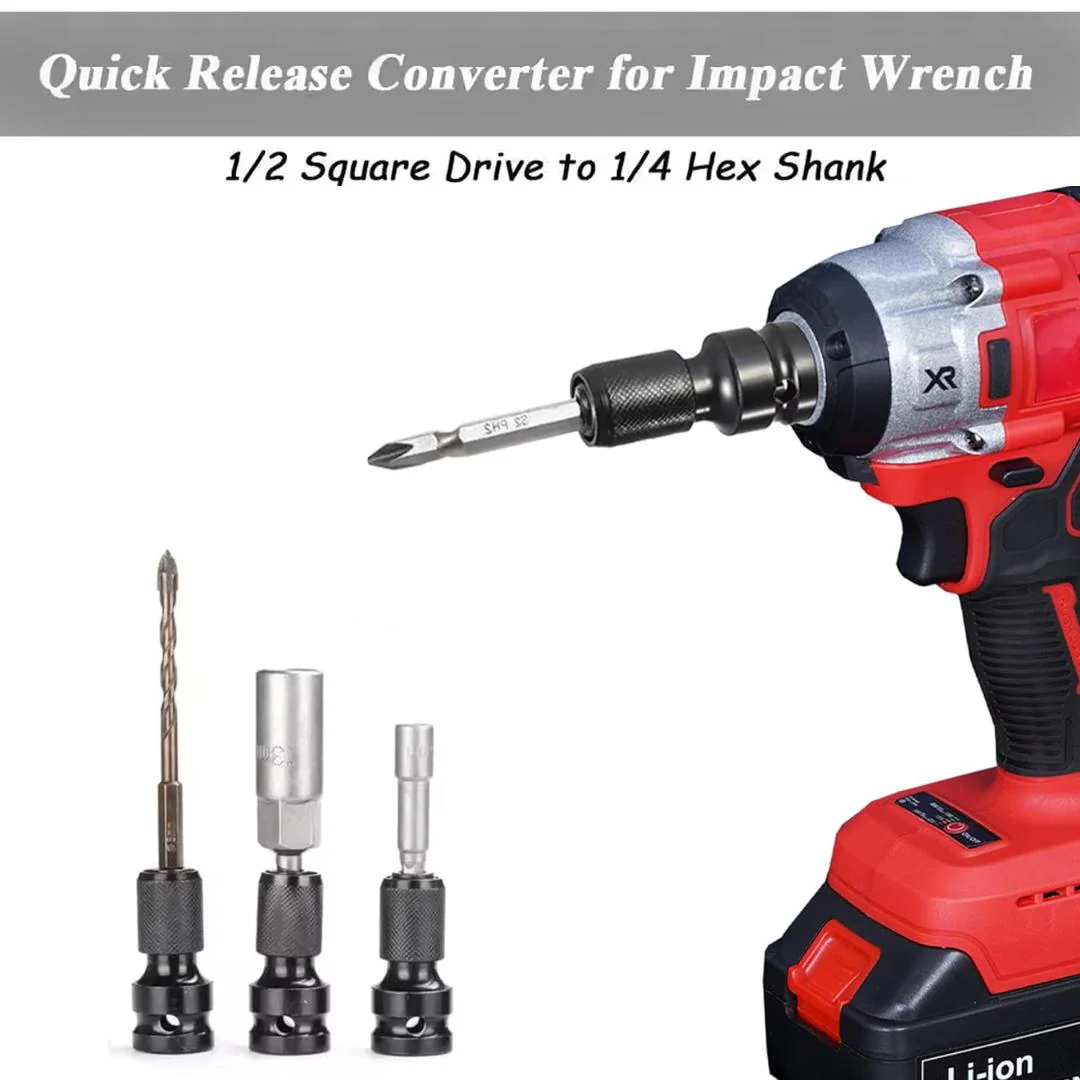 JPT 1/2-Inch Square Drive to 1/4-Inch Hex Socket Adapter | Impact wrench To Drill Machine Converter | Quick Release Chuck Converter for Impact Wrench - Image 7