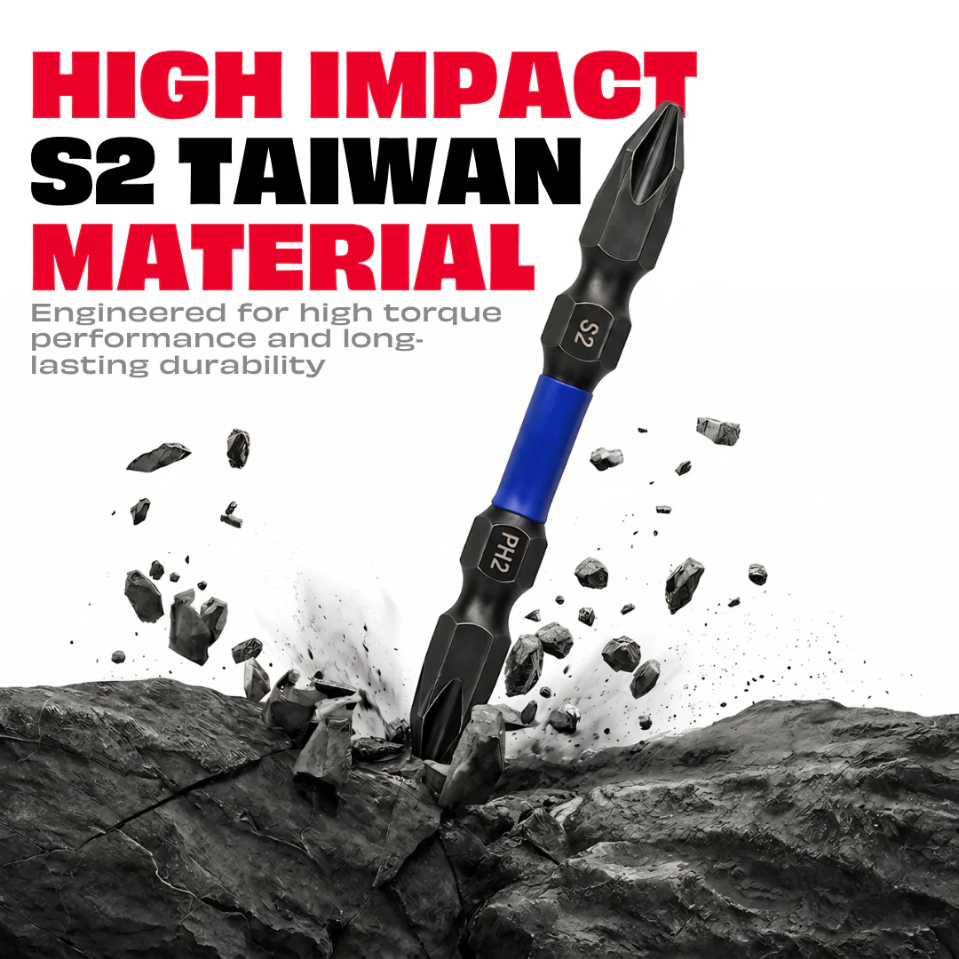 JPT Magnetic Impact Screwdriver Bit Set (5 PCS) | S2 Taiwan Material | 1/4 Inch Hex Shank & PH2 Tip | For High Torque Performance - Image 2