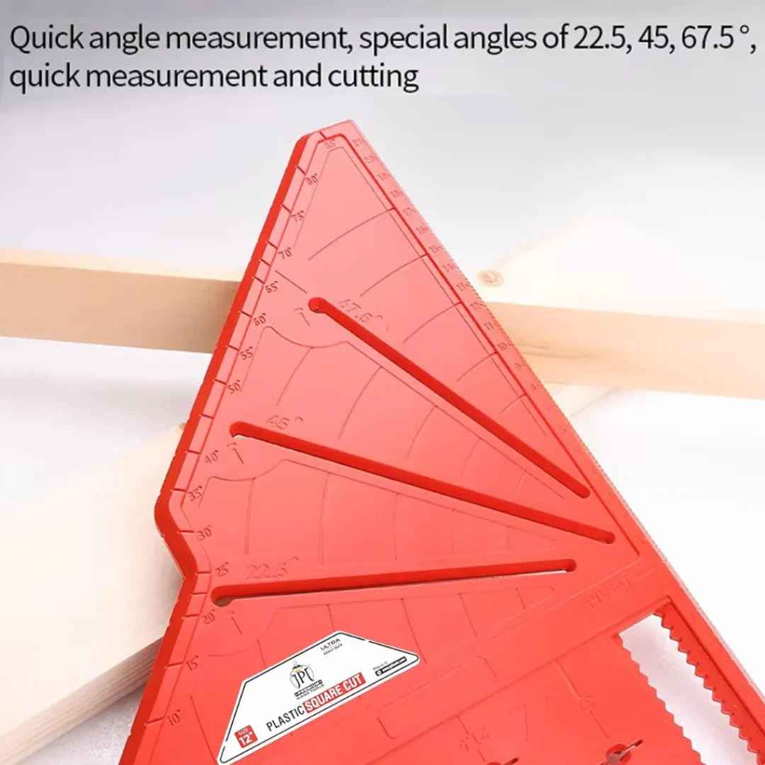 JPT 22.5°, 45°, 67.5° Multi-Angle Measuring Carpenter Square Marking Tool | ABS Plastic Build | High Precision Angle Guide | Built-in Pencil Holder | For Carpentry, Woodworking, Construction - Image 8