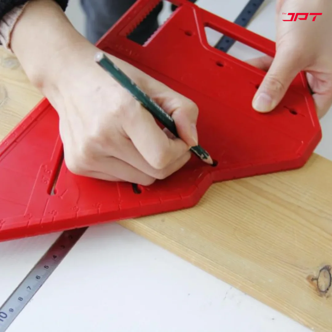 JPT 22.5°, 45°, 67.5° Multi-Angle Measuring Carpenter Square Marking Tool | ABS Plastic Build | High Precision Angle Guide | Built-in Pencil Holder | For Carpentry, Woodworking, Construction - Image 9