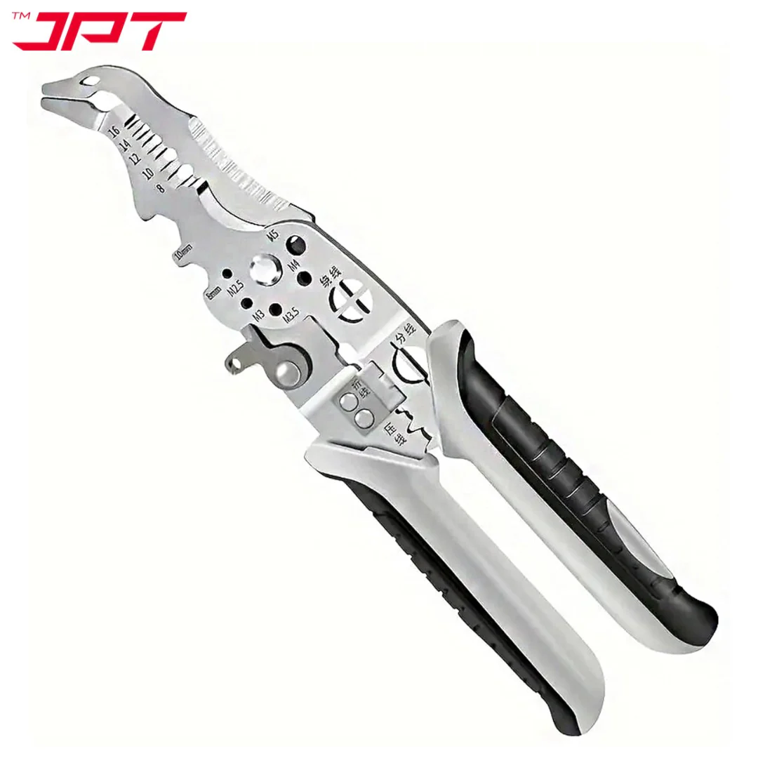 JPT Heavy-Duty Multi-Function Wire Stripper & Crimper Tool | Chrome Vanadium Steel Build | Ergonomic TPR Grip | Precision Electrical Wire Cutter & Terminal Crimping Tool