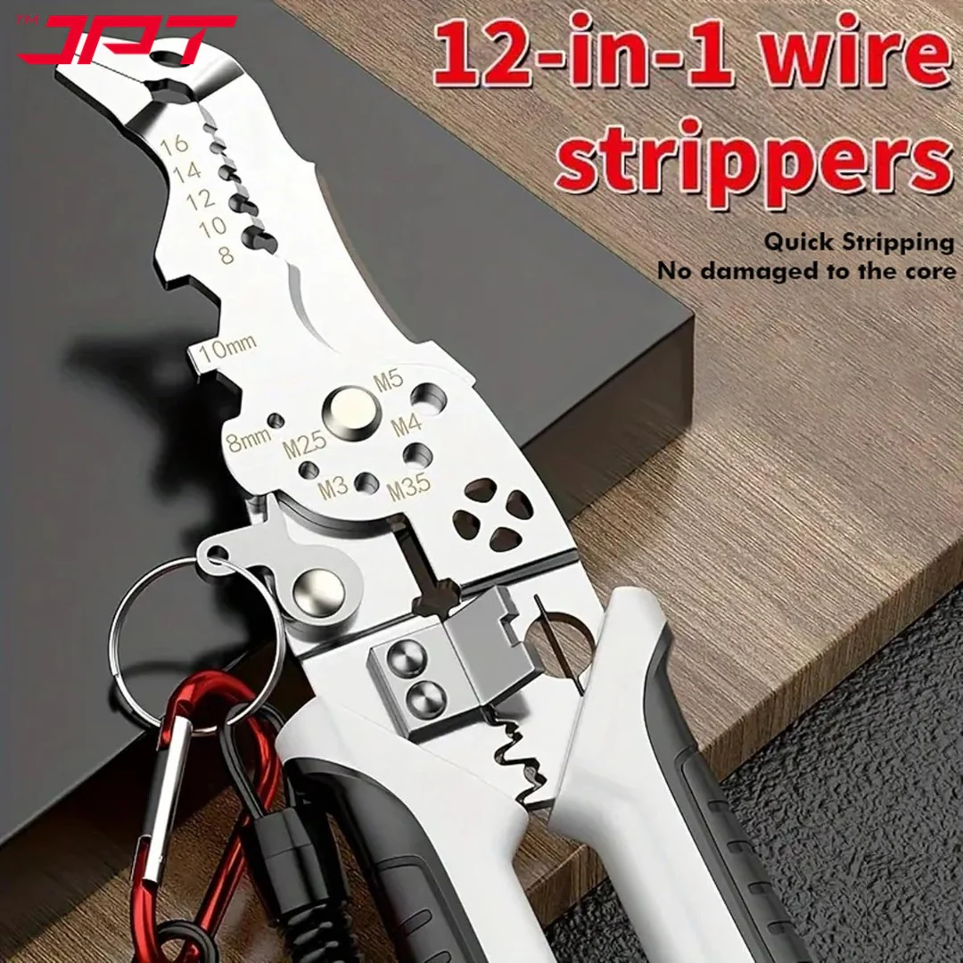 JPT Heavy-Duty Multi-Function Wire Stripper & Crimper Tool | Chrome Vanadium Steel Build | Ergonomic TPR Grip | Precision Electrical Wire Cutter & Terminal Crimping Tool - Image 7