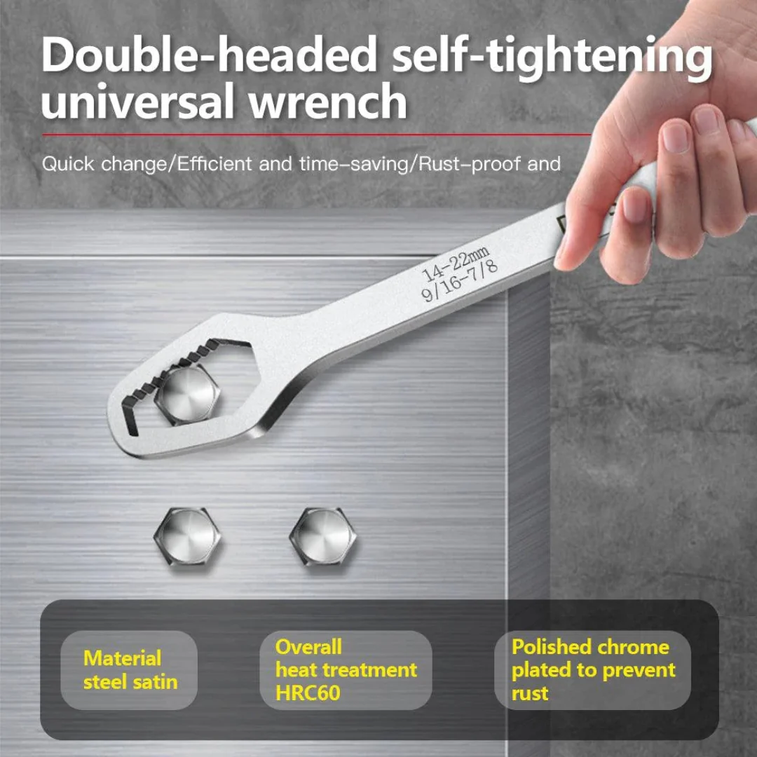 JPT Multifunction Double Head Sink Wrench | Slotted Screwdriver, Crow Bar, Survival Hammer Function | Double-ended Adjustable Wrench Tool | Suitable for 6-13mm Screws & Nuts - Image 10