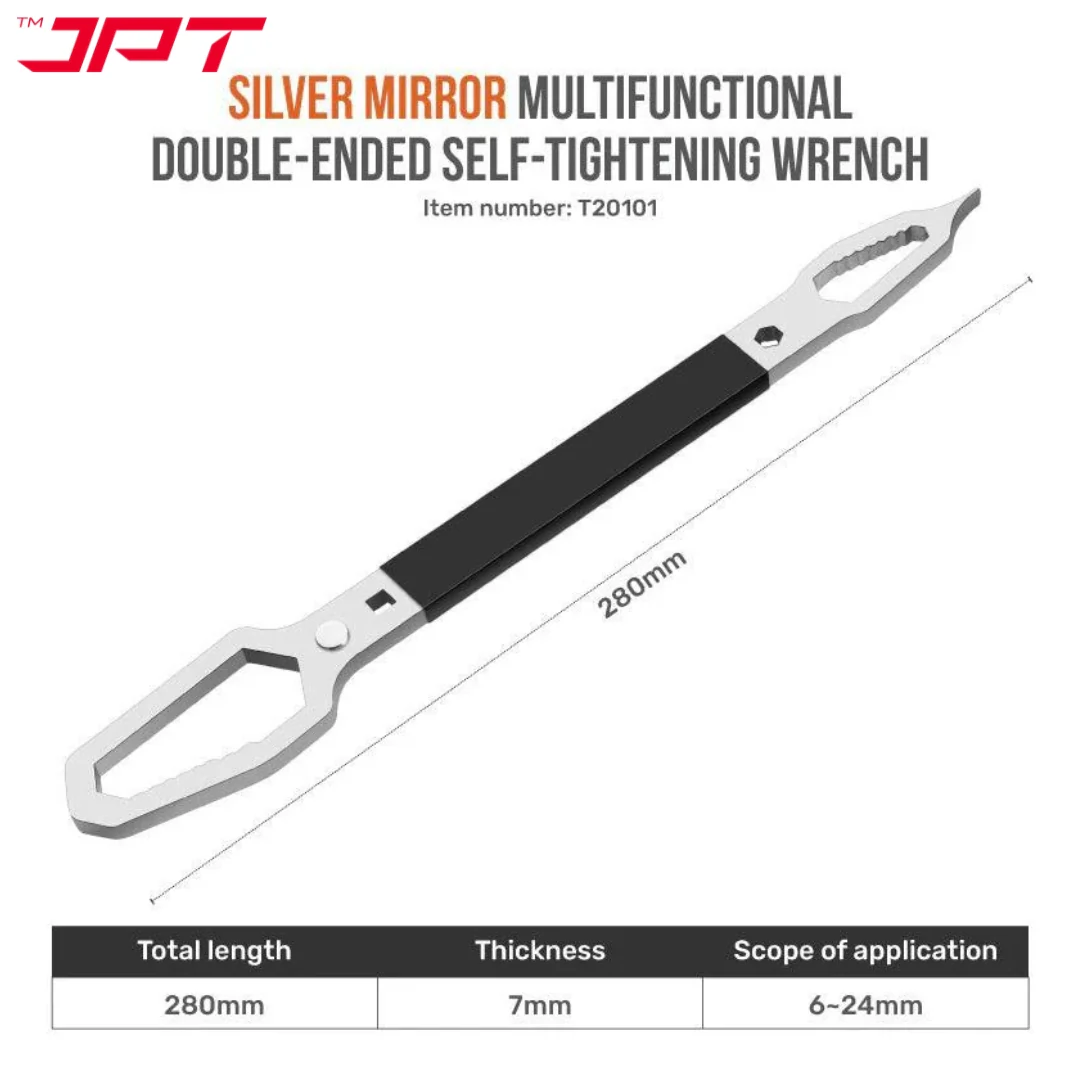 JPT Multifunction Double Head Sink Wrench | Slotted Screwdriver, Crow Bar, Survival Hammer Function | Double-ended Adjustable Wrench Tool | Suitable for 6-13mm Screws & Nuts - Image 4
