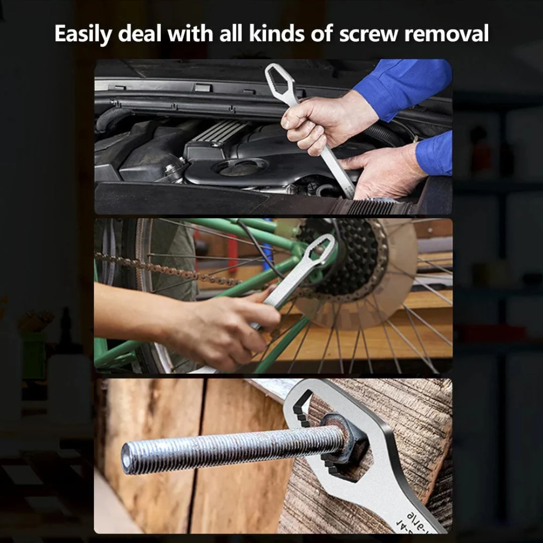 JPT Multifunction Double Head Sink Wrench | Slotted Screwdriver, Crow Bar, Survival Hammer Function | Double-ended Adjustable Wrench Tool | Suitable for 6-13mm Screws & Nuts - Image 9