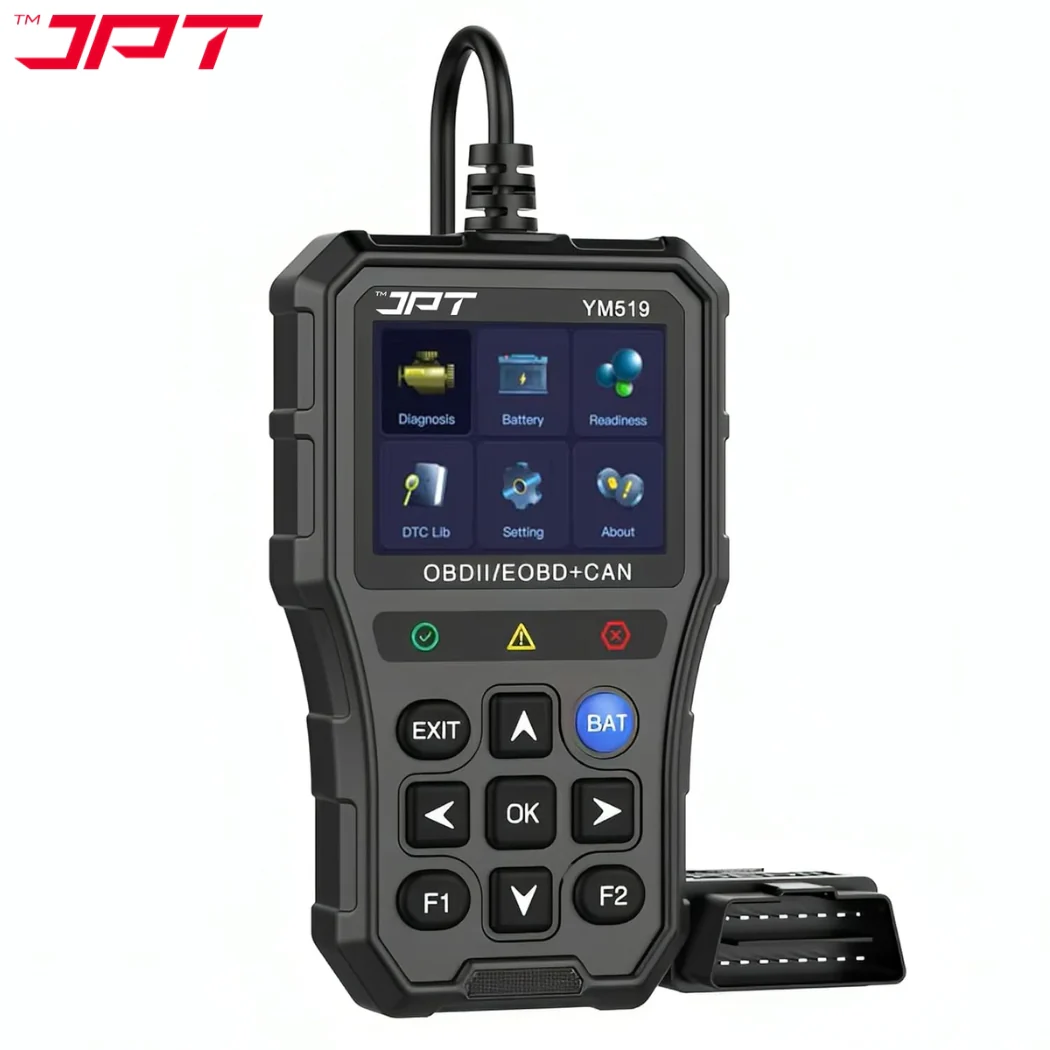 JPT OBD2 Scanner with Battery Tester – Universal Car Diagnostic Tool for Check Engine Light, Live Data, Emissions Readiness, Fault Code Reader, Plug & Play, Supports All OBDII Vehicles