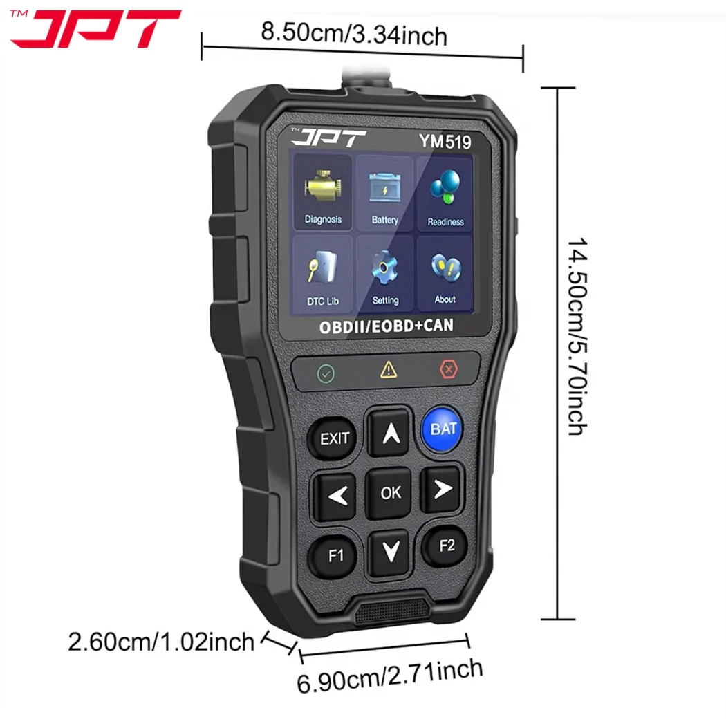 JPT OBD2 Scanner with Battery Tester – Universal Car Diagnostic Tool for Check Engine Light, Live Data, Emissions Readiness, Fault Code Reader, Plug & Play, Supports All OBDII Vehicles - Image 7