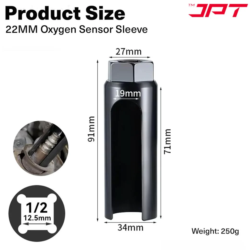 JPT Oxygen Sensor Socket 22mm (7/8 Inch) with Side Wire Cutout – Universal Oxygen Sensor Removal Tool, 1/2-Inch & 3/8-Inch Drive Compatible, Ideal for Most Cars, Trucks & SUVs - Image 6