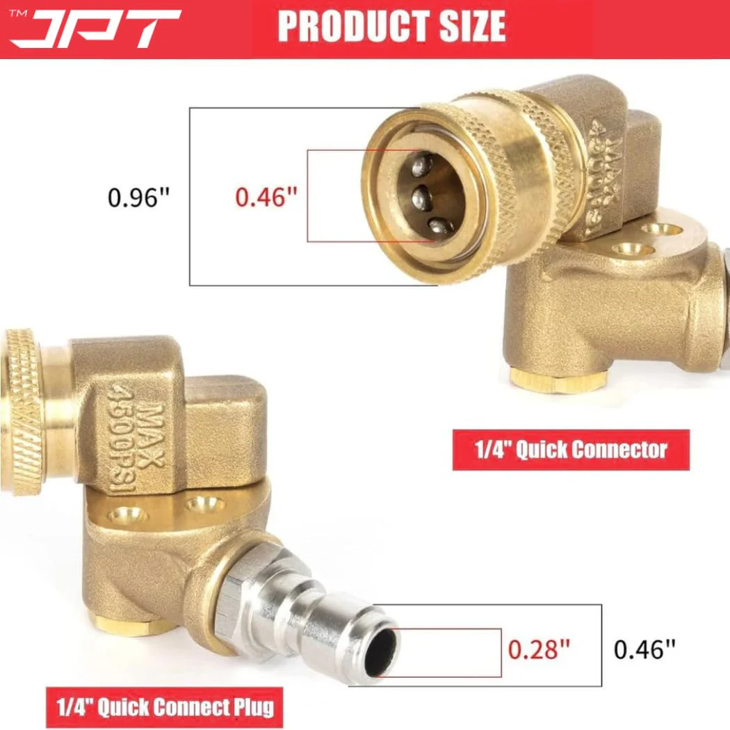 JPT Heavy-Duty 180° Rotation with 5 Angles Brass Pivoting Coupler And 1/4-Inch Quick Connect Fitting Female Socket - Image 4