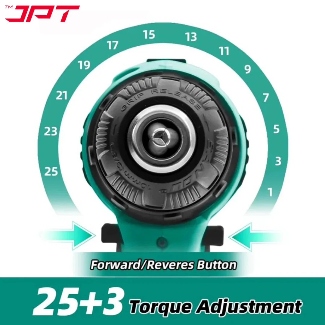 JPT 21v Portable Impact Cordless Drill Machine | 28N.M Torque | 1350RPM Speed | 2 Seed Mode | 3 Function Modes | 2000mAh Battery | 6-Months Warranty - Image 4