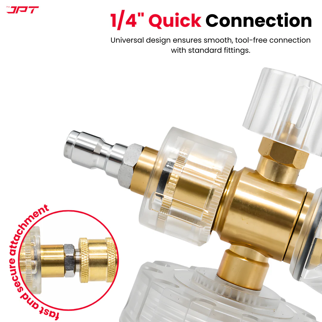 JPT Professional Brass Pro Foam Cannon Head – 1/4” Quick Connect Adjustable Snow Foam Sprayer for High Pressure Washer | Heavy Duty Car Detailing Replacement Accessory - Image 2