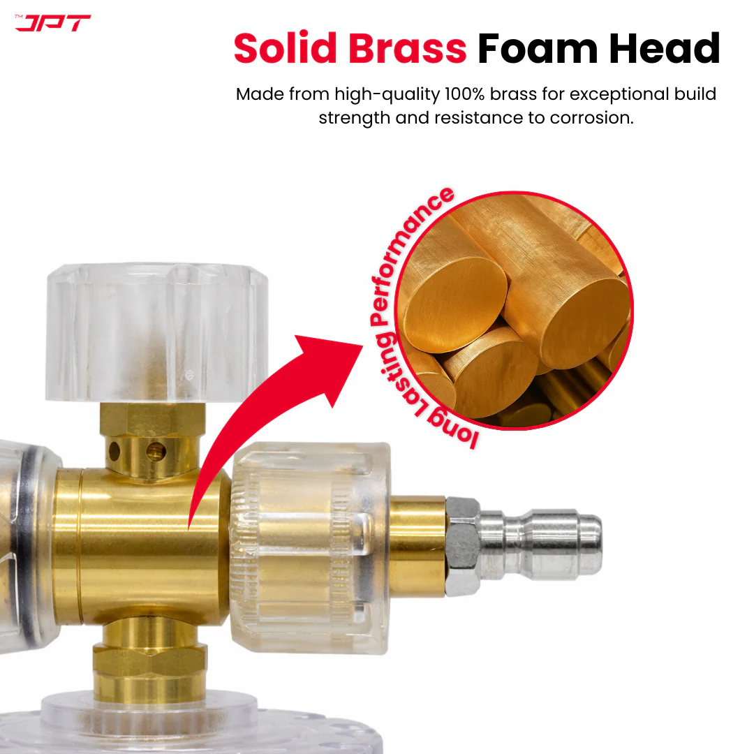 JPT Professional Brass Pro Foam Cannon Head – 1/4” Quick Connect Adjustable Snow Foam Sprayer for High Pressure Washer | Heavy Duty Car Detailing Replacement Accessory - Image 4