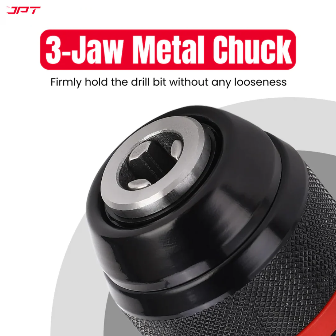 JPT Pro Series 12v Heavy-Duty Brushless Drill Machine | 65N.M Torque | 0-1750RPM Speed | 23+3 Torque Setting | 10MM Metal Keyless Chuck | 2000mAh Battery with Fast Charger - Image 4