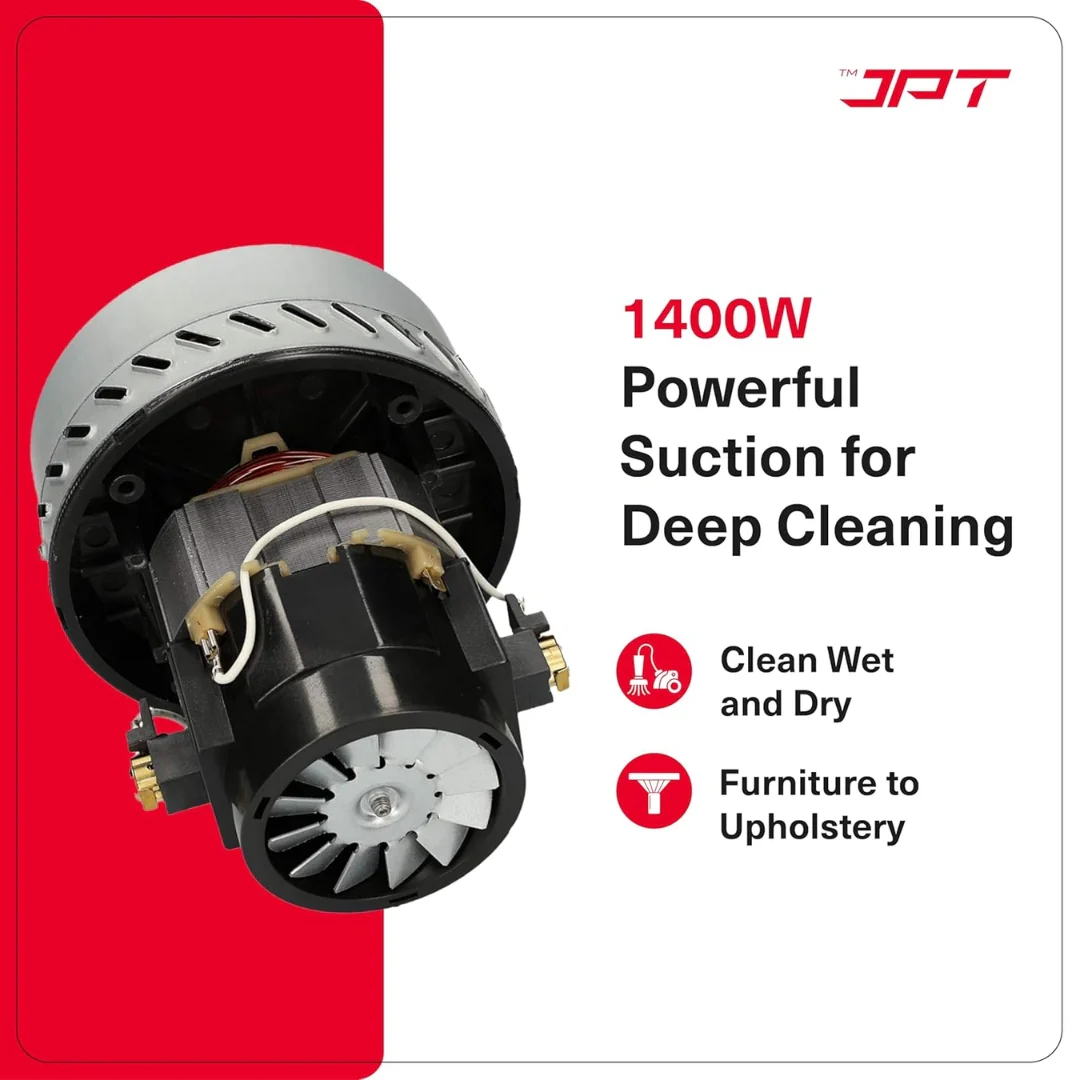 JPT Pro Series 15L Carpet Vacuum Cleaner | 1400W Motor | 17kPa Suction | 15L Tank & 4.5L Soap Tank | Wet & Dry Cleaning | Deep Cleans Carpet, Sofa, Curtains, Mattress, Floors - Image 4