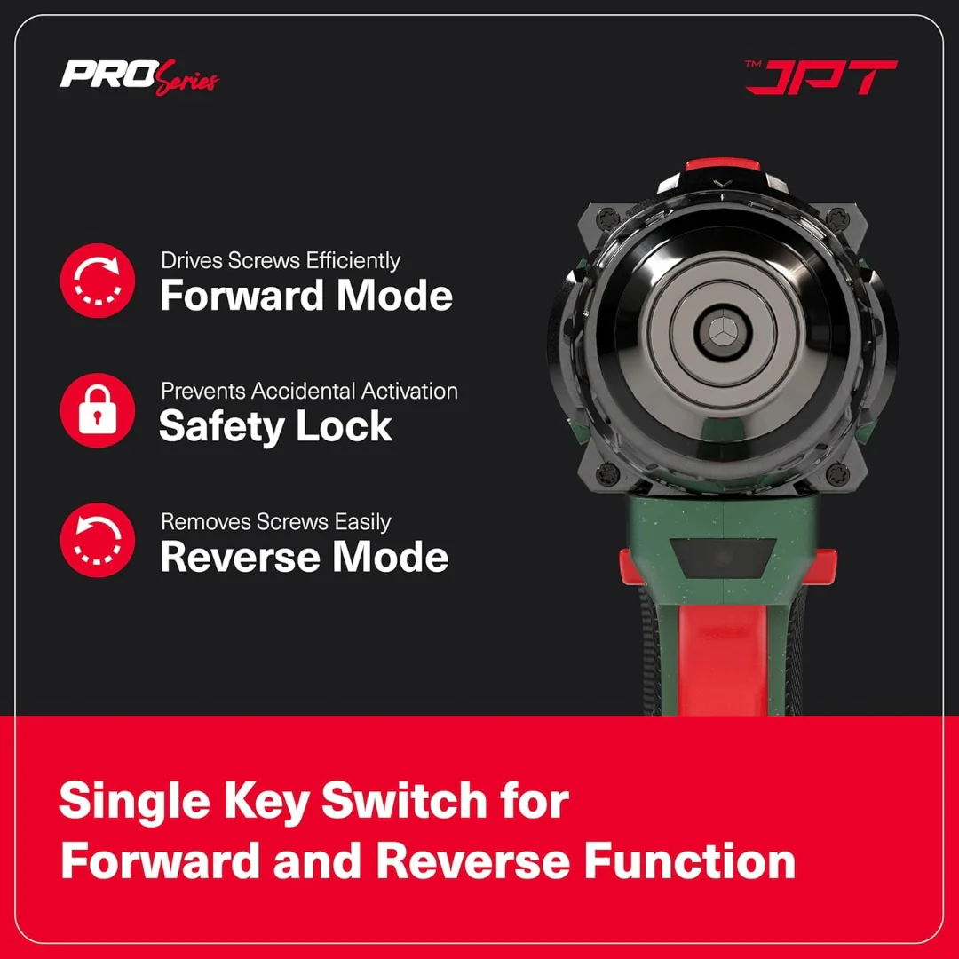 JPT Pro Series 18V Cordless Drill Machine | 70N.M Torque | 0-2150RPM Speed | 25+3 Gears | 2 Speed Modes | 3/8" Keyless Chuck | 1500mAh Battery | Fast Charger | 12-Months Warranty - Image 6