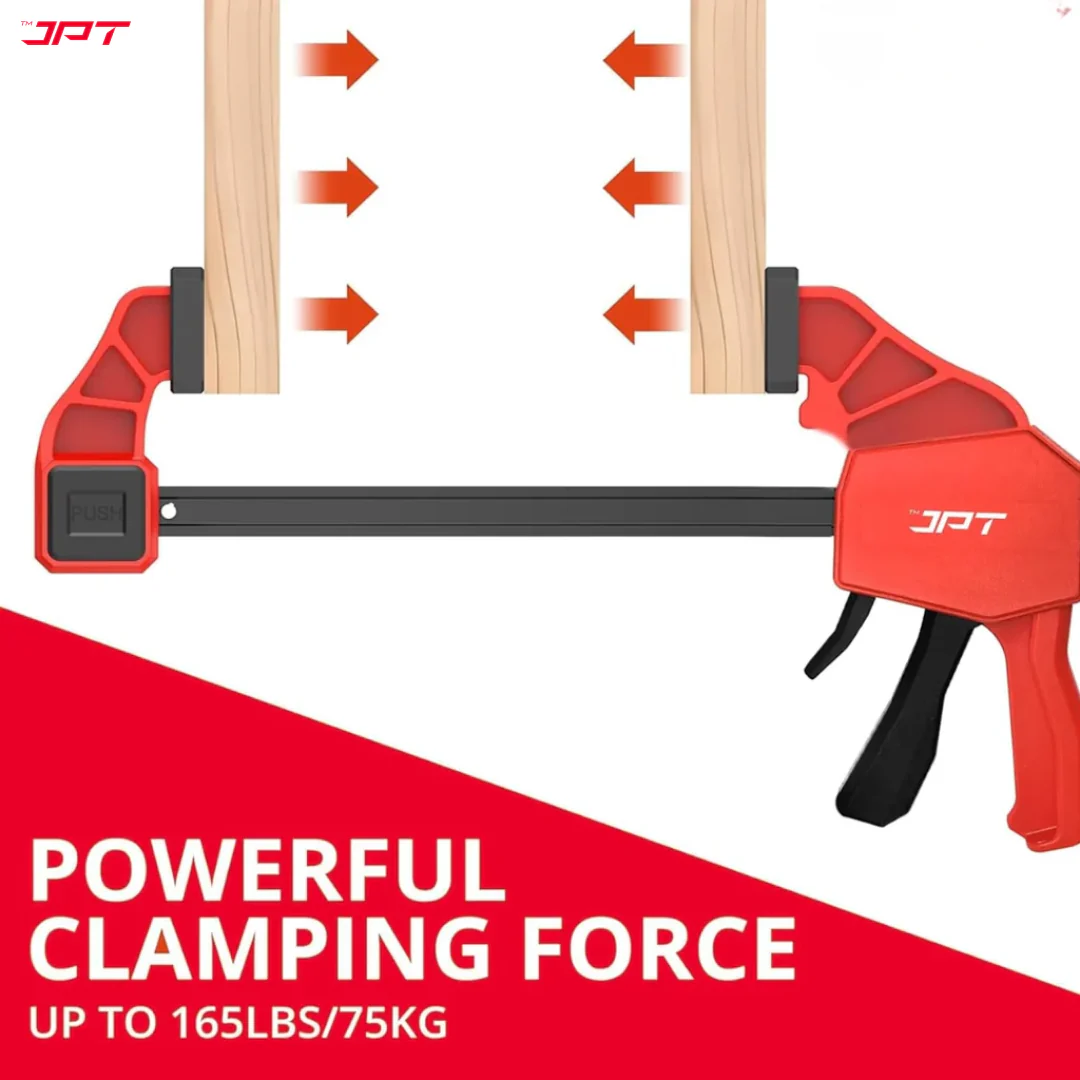 JPT Ultra Heavy-Duty 21-Inch Quick-Grip Bar Clamps | 300mm Clamping Range | One-Handed Wood Clamps with Quick-Release Trigger | F-Clamp Set | 165 lbs Hold | Woodworking, Carpentry, DIY - Image 4