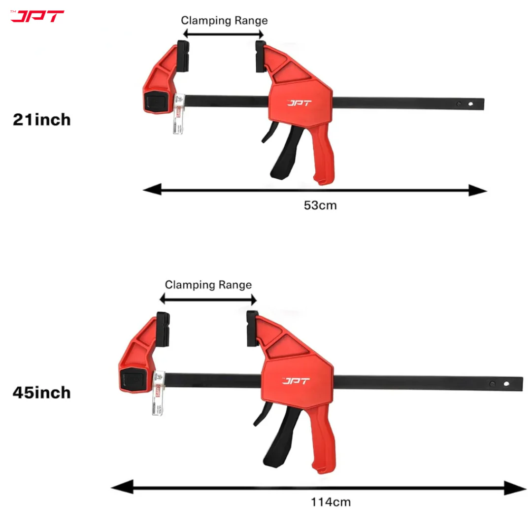 JPT Ultra Heavy-Duty 21-Inch Quick-Grip Bar Clamps | 300mm Clamping Range | One-Handed Wood Clamps with Quick-Release Trigger | F-Clamp Set | 165 lbs Hold | Woodworking, Carpentry, DIY - Image 5