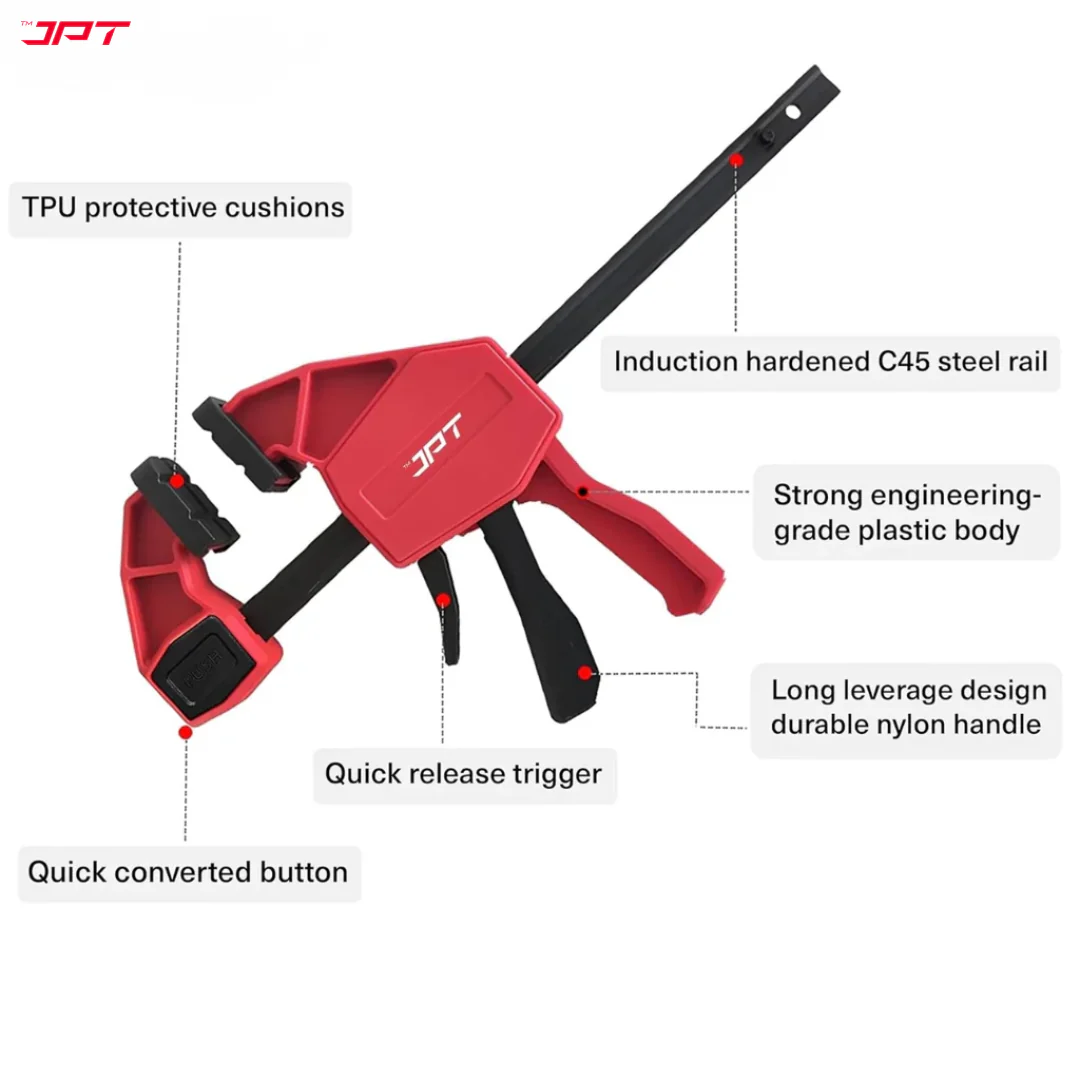 JPT Ultra Heavy-Duty 21-Inch Quick-Grip Bar Clamps | 300mm Clamping Range | One-Handed Wood Clamps with Quick-Release Trigger | F-Clamp Set | 165 lbs Hold | Woodworking, Carpentry, DIY - Image 6