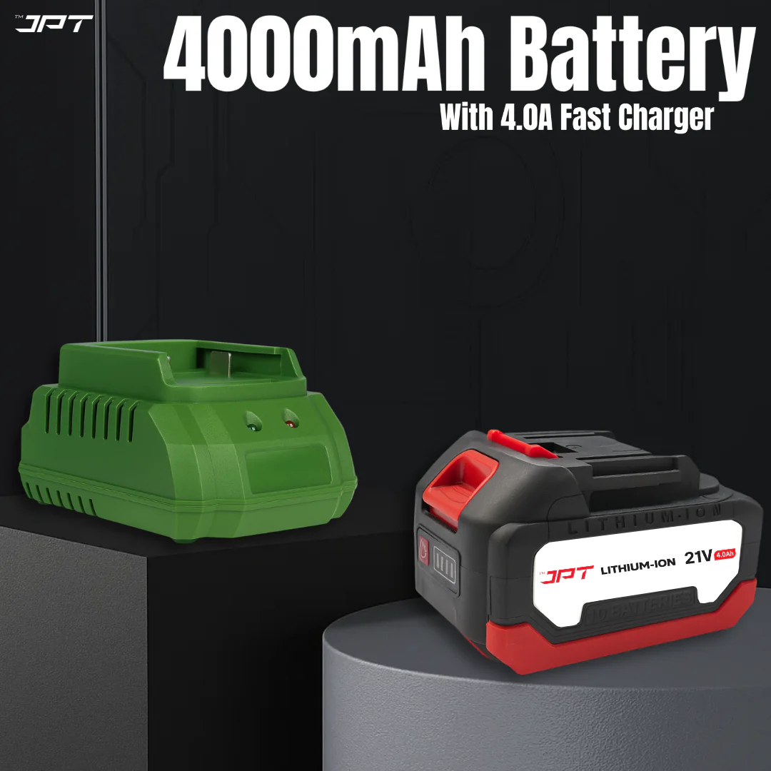 JPT Combo Heavy-Duty Pro Series 21v Cordless Impact Wrench with 10Pcs Socket Set | Brushless Motor | 750N.M Torque | 4200RPM Speed | 3”2 Shank | 3 Variable Speed | 4000mAh Battery & Fast Charger | For Cars, Bikes & Garage Use - Image 7
