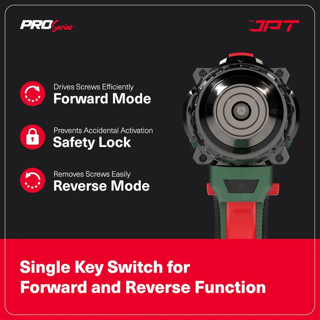 JPT Pro Series Brushless 21-volt Cordless Impact Drill Machine Without Battery & Charger | 65N.M Torque | 1700RPM Speed | 25+3 Gears | 2 Speed Modes | 3/8" Metal Chuck | 12-Months Warranty - Image 6
