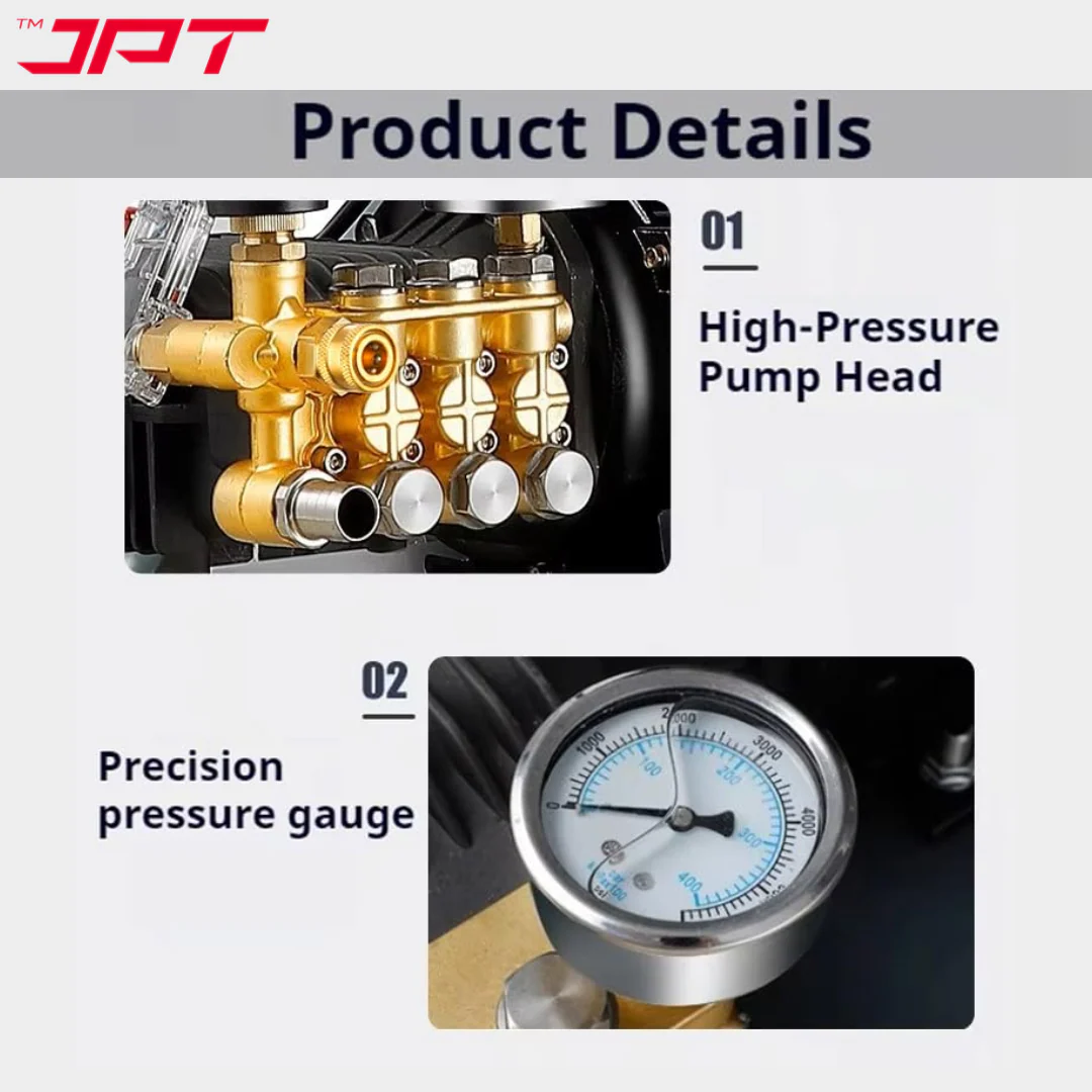 JPT Pro Series 3.5HPP Commercial High Pressure Washer | Max. 2.8KW Motor | Max. 250Bar Power | Max. 2900PSI Pressure | Max. 14L/Min Flow | Best for Car Service Centers, Industrial & Home Cleaning - Image 4