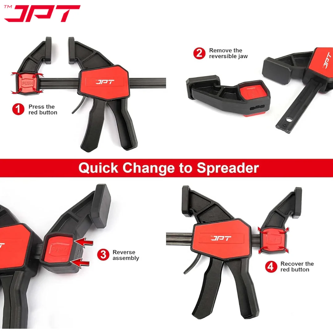 JPT Pro Series 30-Inch Quick Grip Bar Clamp for Woodworking, One-Handed Wood Clamp with Quick-Release Trigger, Heavy-Duty Spreader Clamps Set, 70KG (155 lbs) Holding Capacity - Image 2