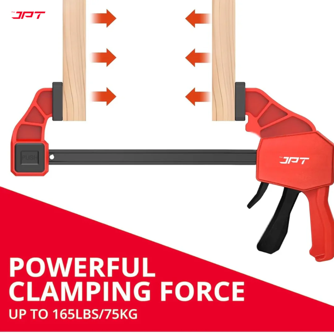 JPT Ultra Heavy-Duty 33-Inch Quick-Grip Bar Clamps | 600mm Clamping Range | One-Handed Wood Clamps with Quick-Release Trigger | F-Clamp Set | 165 lbs Hold | Woodworking, Carpentry, DIY - Image 6