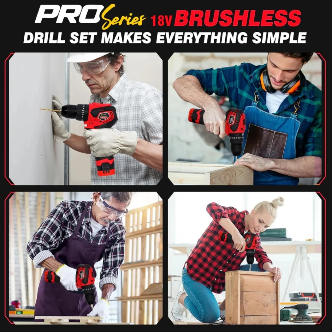 JPT Pro Series Brushless 18-volt Cordless Impact Drill Machine | 65N.M Torque | 0-2000RPM Speed | 35+3 Gears Box | 2 Speed Modes | 3/8-inch Metal Chuck | 1500mAh Battery | Fast Charger - Image 7