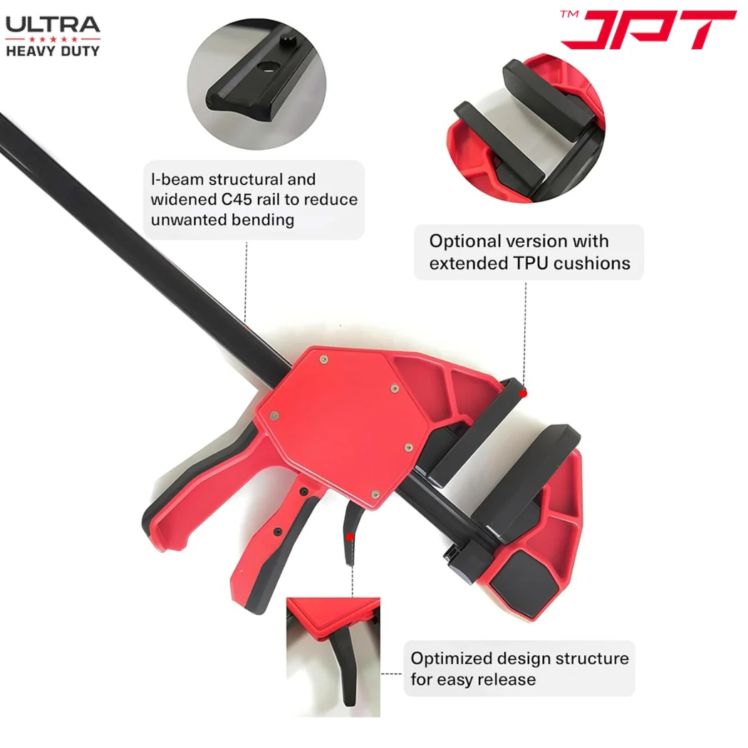 JPT Ultra Heavy-Duty 57-Inch Quick-Grip Bar Clamps | 1200mm Clamping Range | One-Handed Wood Clamps with Quick-Release Trigger | F-Clamp Set | 661 lbs Hold | Woodworking, Carpentry, DIY - Image 7