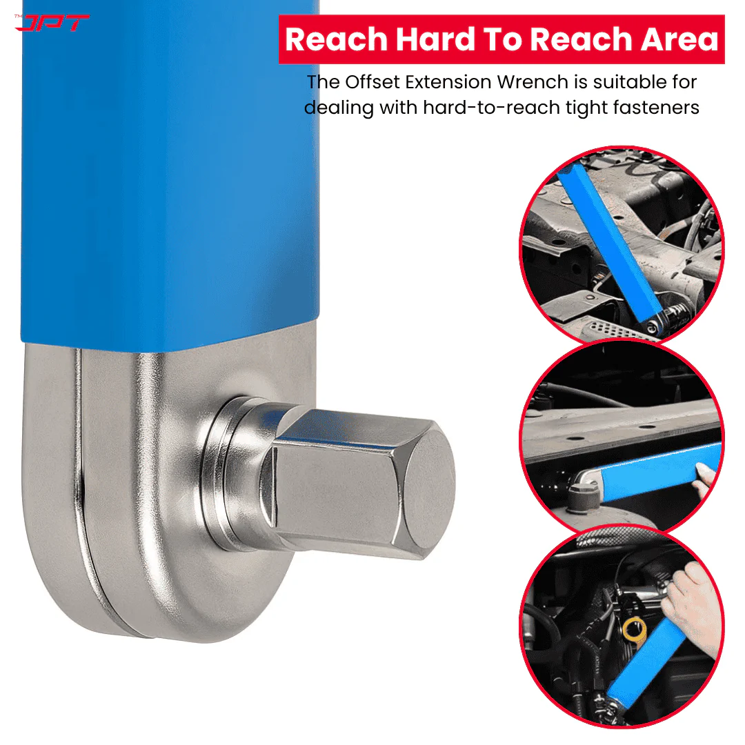 JPT Ratchet Wrench Extension Bar with 1/4", 3/8", 1/2" Socket Adapters | High-Quality Steel Build | 180° Swing Arm Rotation | Chain Driven Design | for Auto Repair, DIY, Mechanic, and Garage Tool Kit - Image 5