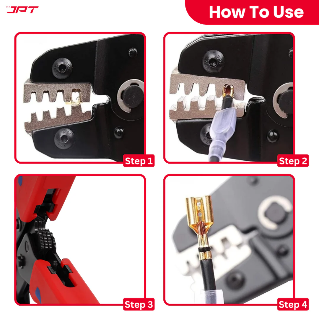 JPT ratcheting Open-Barrel Wire Crimping Tool Designed for Non-Insulated Terminals in the 0.5–2.5MM² (26–16 AWG) Range. Ideal for Electronics, Automotive, and Electrical Wiring. - Image 5