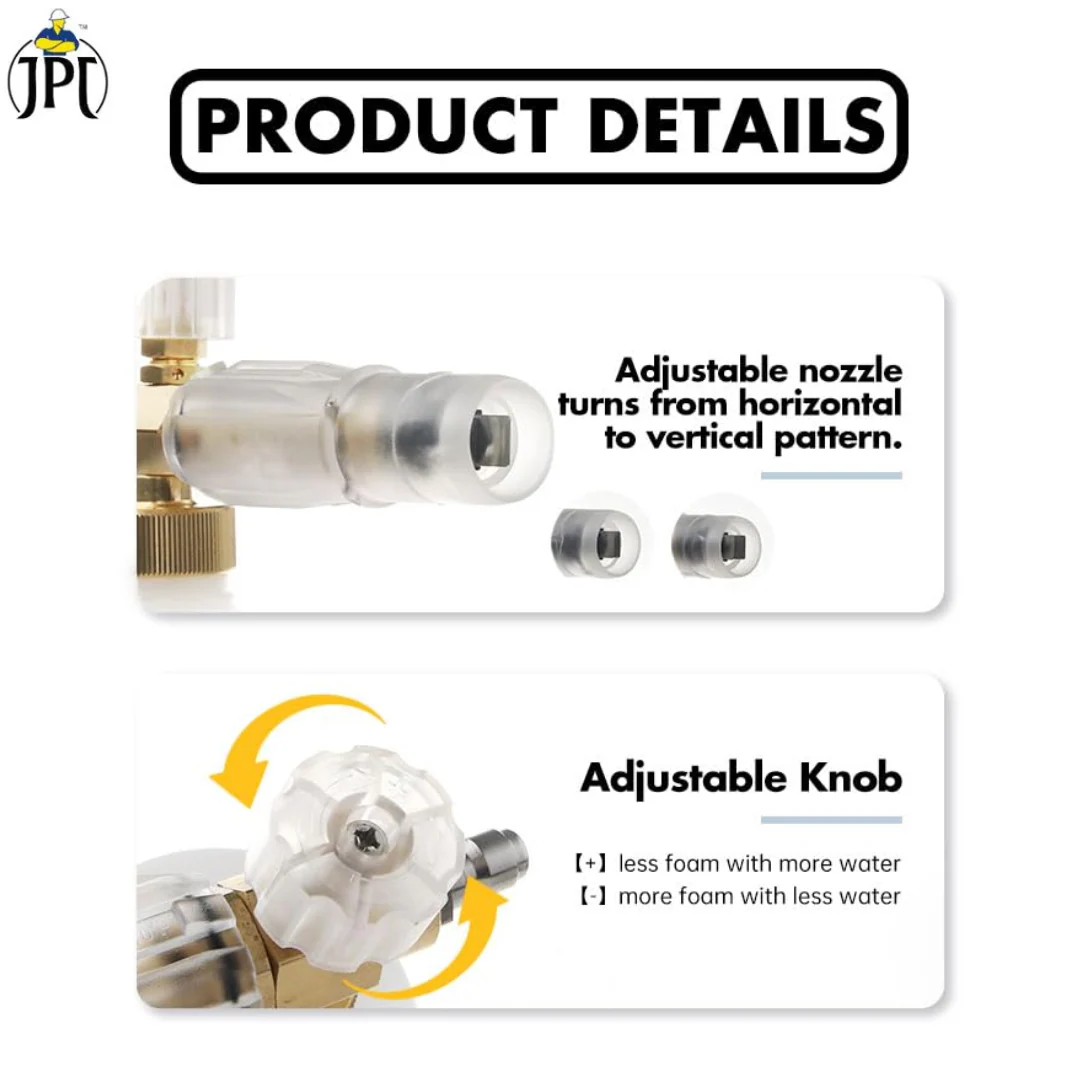 JPT Heavy Duty Snow Foam Cannon | 70 Bar Power | 3000 PSI Pressure | Brass + ABS Nozzle | Adjustable Thick Foam | Bosch Pressure Washer Adapter Included - Image 4