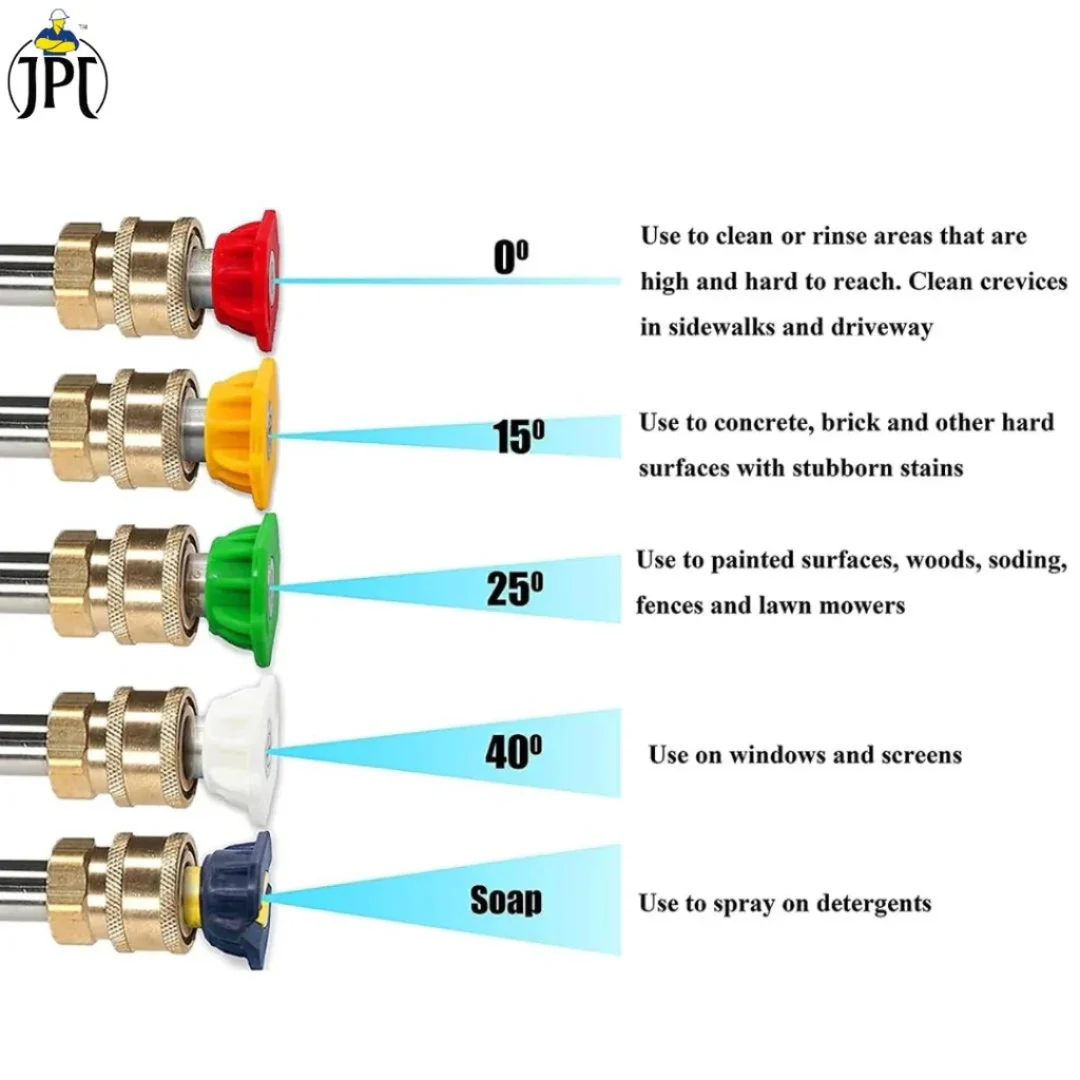 JPT Heavy Duty Snow Foam Cannon | 70 Bar Power | 3000 PSI Pressure | Brass + ABS Nozzle | Adjustable Thick Foam | 5-Piece Pressure Washer Nozzle Set | 1/4" Quick Connector Included - Image 6