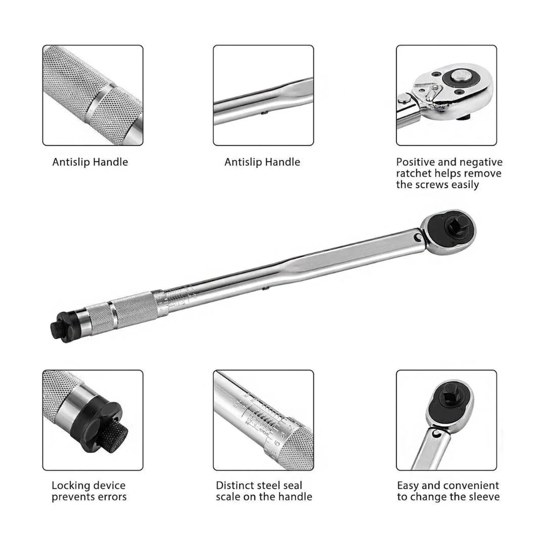 JPT Ajustable Torque Wrench Ratchet Spanner Set | 28 - 210 Nm Torque Power | 1/2-Inch Drive Click Spanner with 17mm, 19mm, 21mm Sockets | Best Hand Tool for Professional Automotive Repairs - Image 8