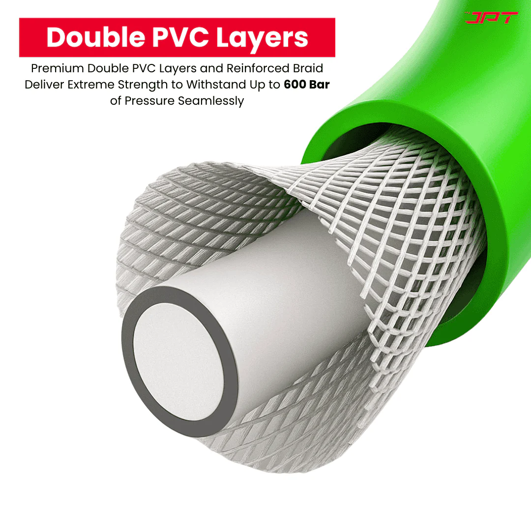 JPT Ultra Heavy-Duty 15MTR Flexible High Pressure Washer Hose Pipe | German Standard M22 x 15MM Thread | Up To 600Bar / 8700PSI | Double PVC Layers Build | Tangle & Kink Free Design - Image 5